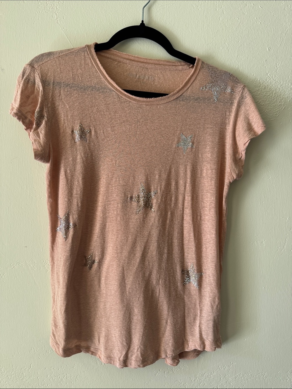 Zadig & Voltaire Peach Short-Sleeve Tee with Silver Stars